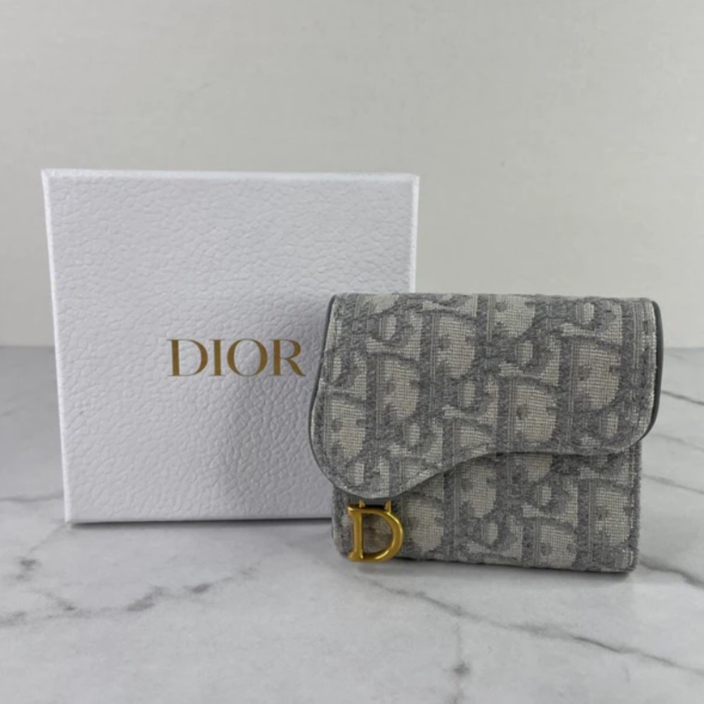Christian Dior Saddle Lotus Wallet  Oblique Jacquard Print